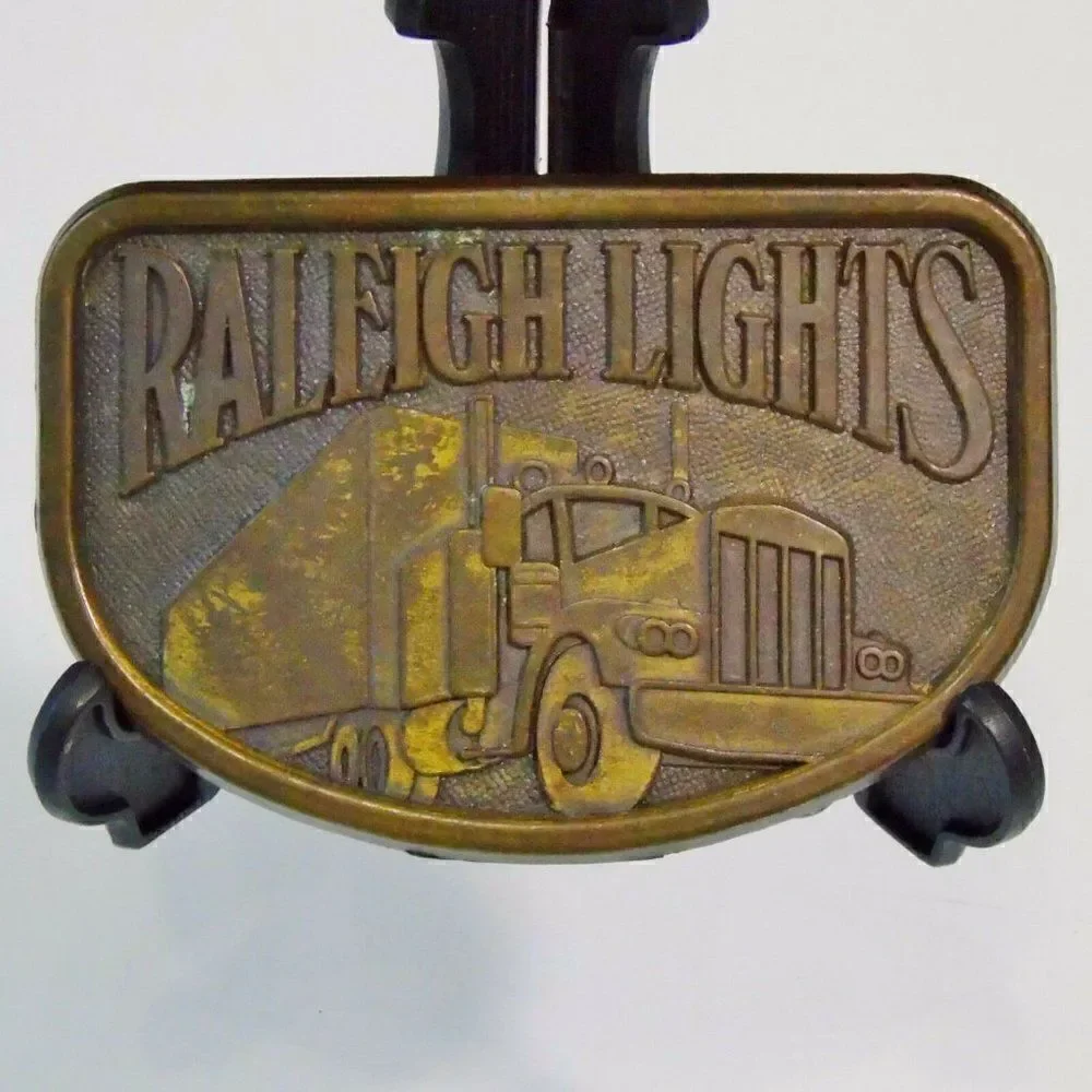 Vintage Trucker Buckle Raleigh Lights Big Rig